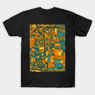 San Bernardino Map Pattern in Orange & Teal T-Shirt